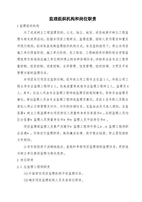 监理组织机构和岗位职责