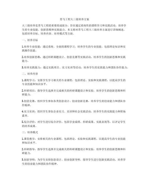 青马工程大三级培养方案