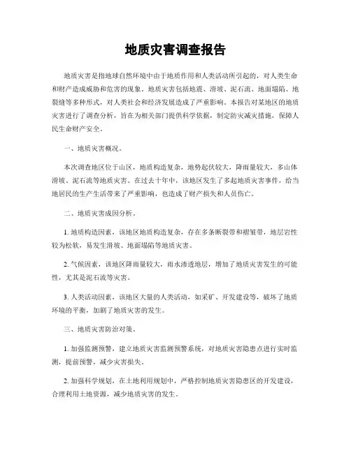 地质灾害调查报告