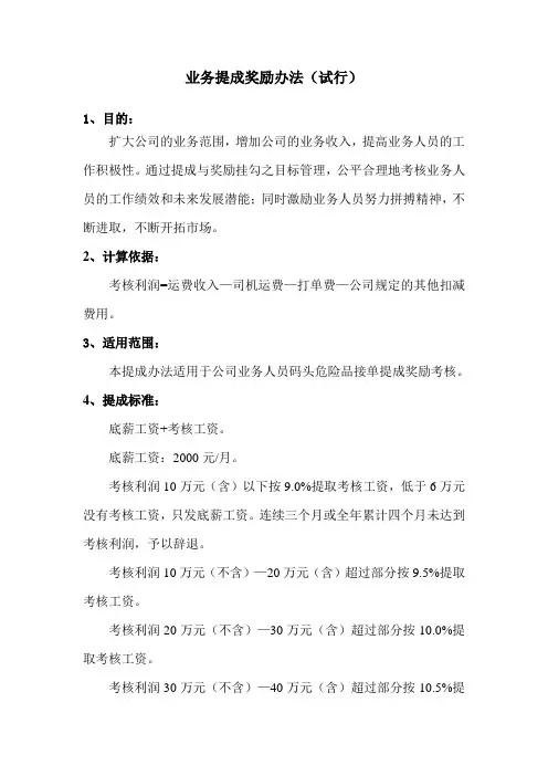 业务人员提成奖励
