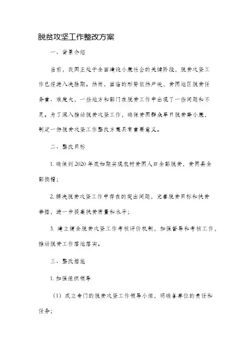 脱贫攻坚工作整改方案