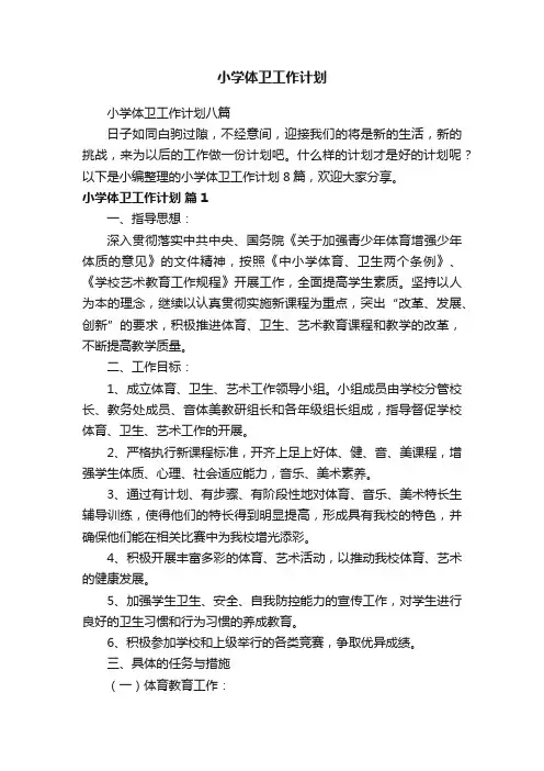 小学体卫工作计划八篇
