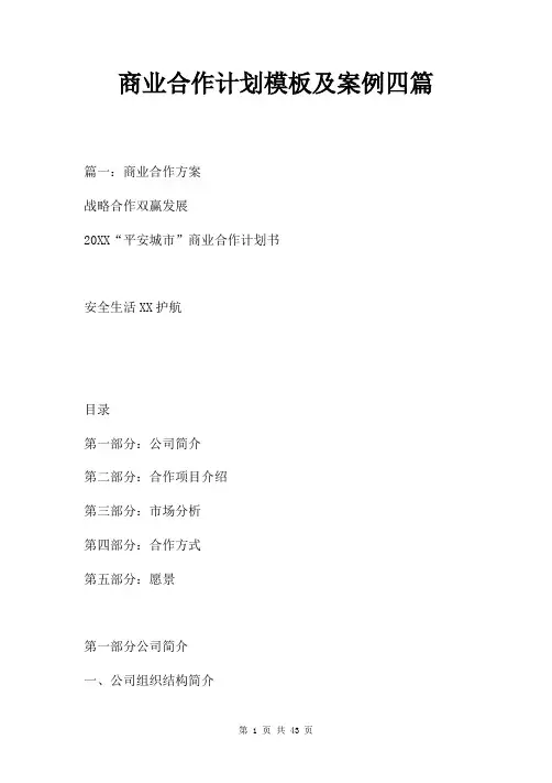 商业合作计划模板及案例四篇