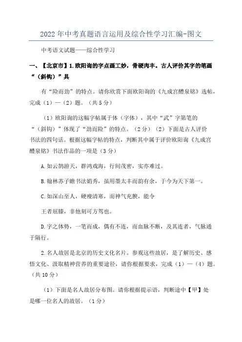 2022年中考真题语言运用及综合性学习汇编-图文