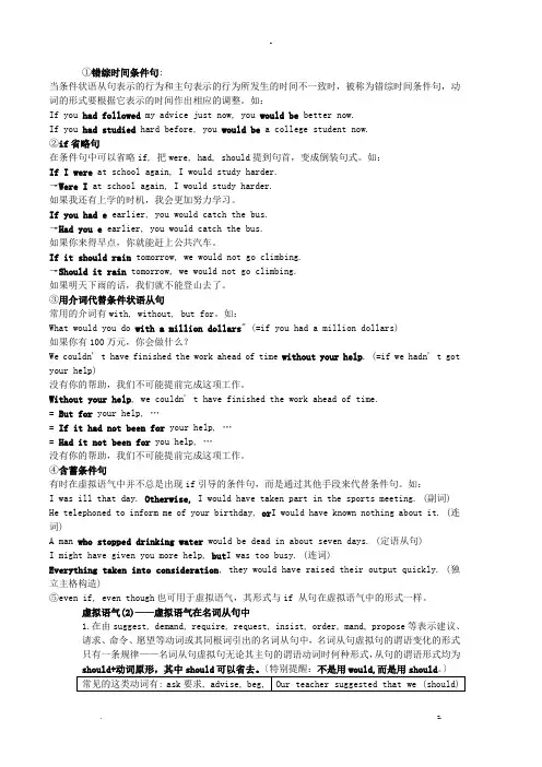 高中英语语法-虚拟语气全总结