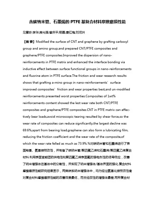 含碳纳米管、石墨烯的PTFE基复合材料摩擦磨损性能