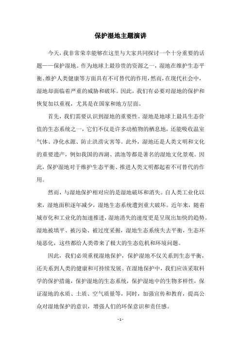 保护湿地主题演讲