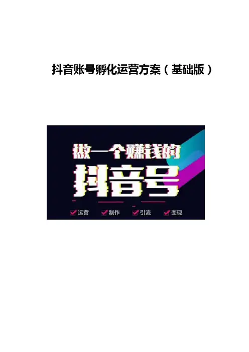 抖音账号孵化运营方案(基础版)