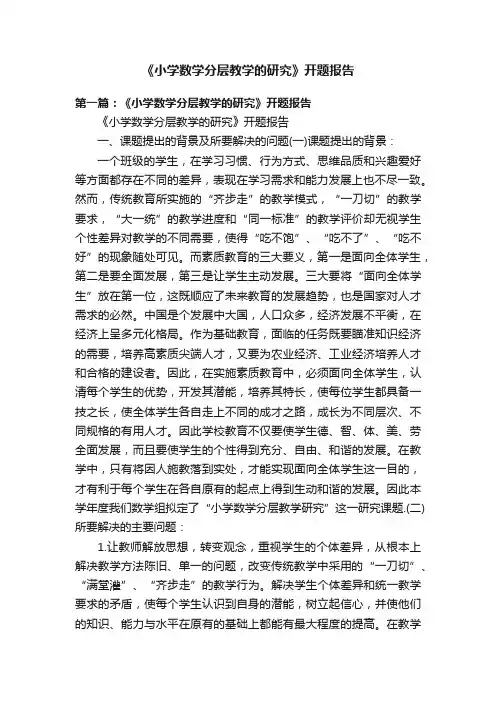 《小学数学分层教学的研究》开题报告