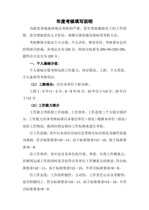 2016年度考核填表说明
