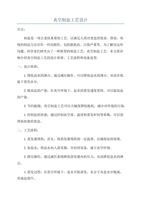 真空制盐工艺设计