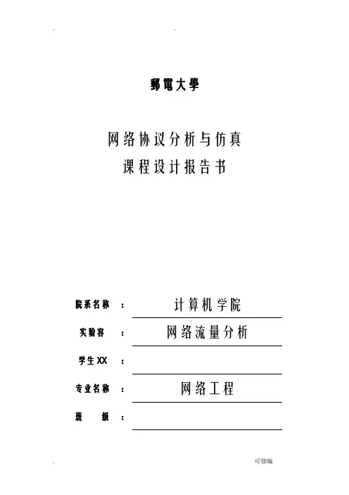 网络协议分析及仿真课程设计报告书