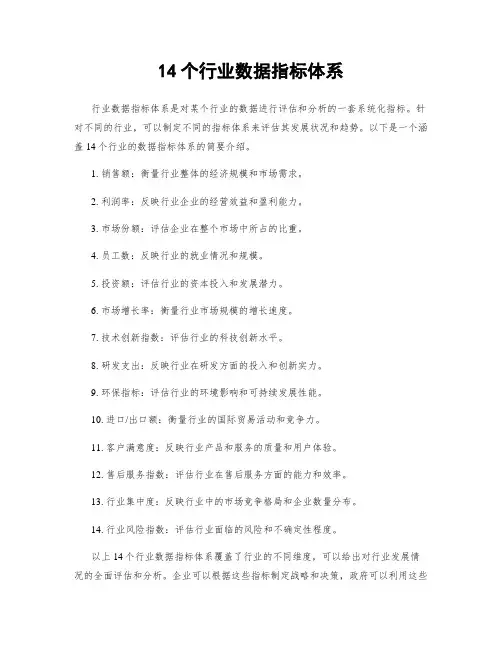 14个行业数据指标体系
