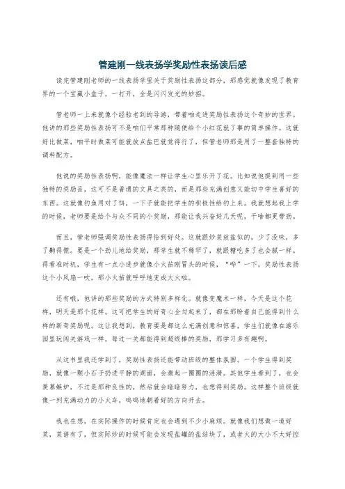 管建刚一线表扬学奖励性表扬读后感