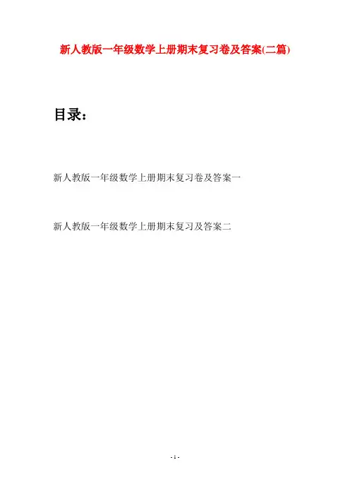 新人教版一年级数学上册期末复习卷及答案(二套)
