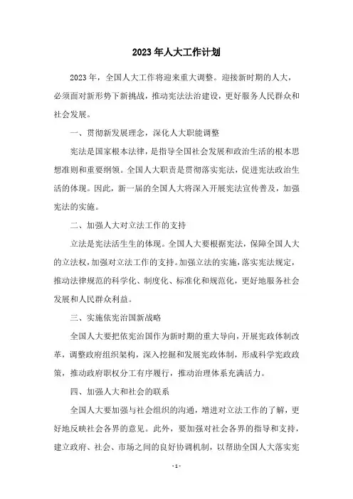 2023年人大工作计划