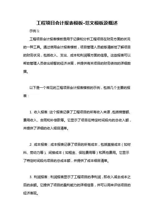 工程项目会计报表模板-概述说明以及解释