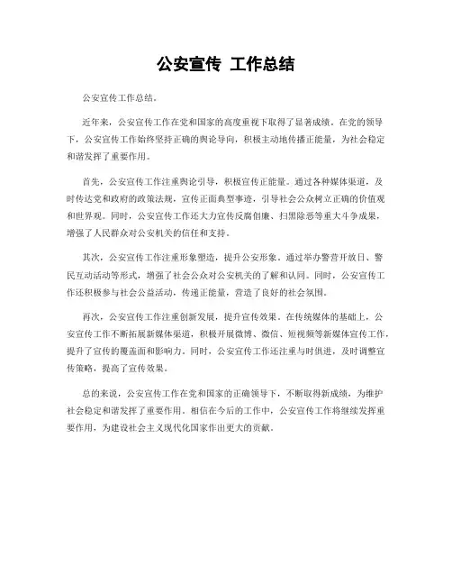 公安宣传 工作总结