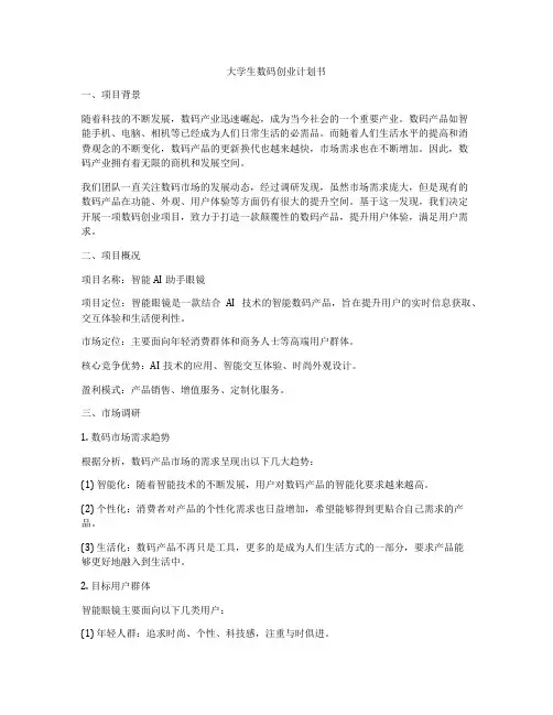 大学生数码创业计划书
