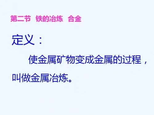 江苏省九年级化学复习课件：铁的冶炼 合金 课件