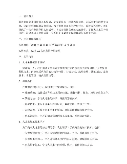 种火龙果的实训报告