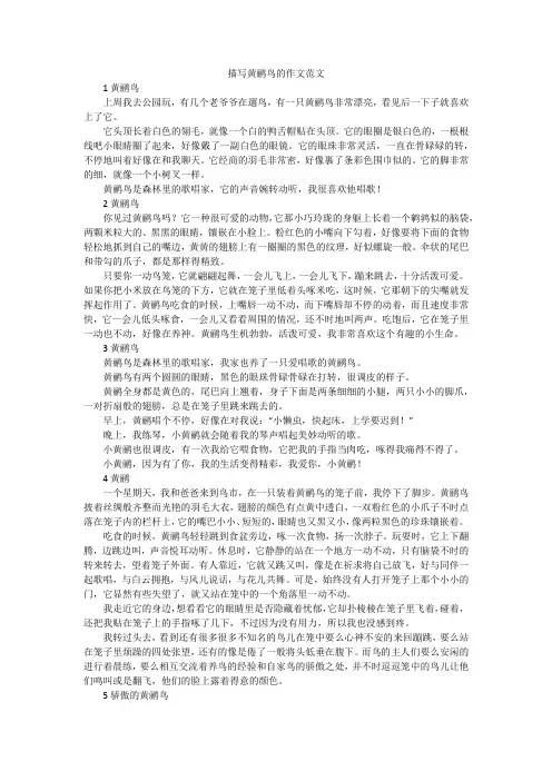 描写黄鹂鸟的作文范文