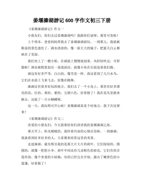 姜堰溱湖游记600字作文初三下册