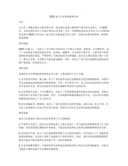 2023重大火灾事故案例分析