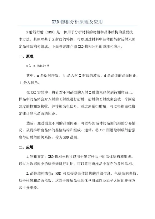 XRD物相分析原理及应用