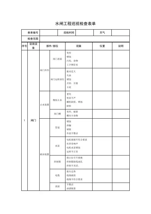 水闸工程巡视检查表单