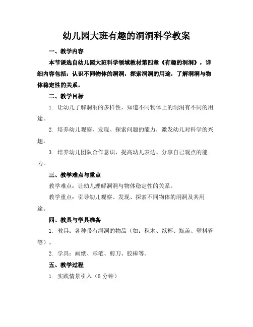 幼儿园大班有趣的洞洞科学教案