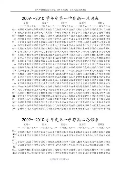 2009～2010学年度第一学期高总课表(09-4