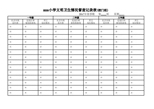 2017xxx小学文明卫生情况督查记录表(校园组)