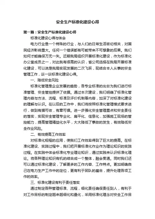 安全生产标准化建设心得