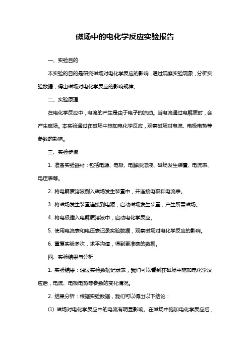 磁场中的电化学反应实验报告