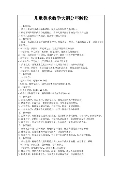 儿童美术教学大纲分年龄段
