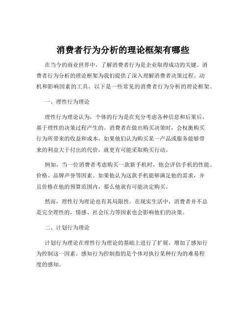 消费者行为分析的理论框架有哪些