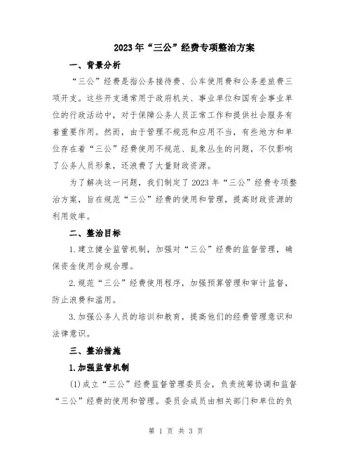 2023年“三公”经费专项整治方案