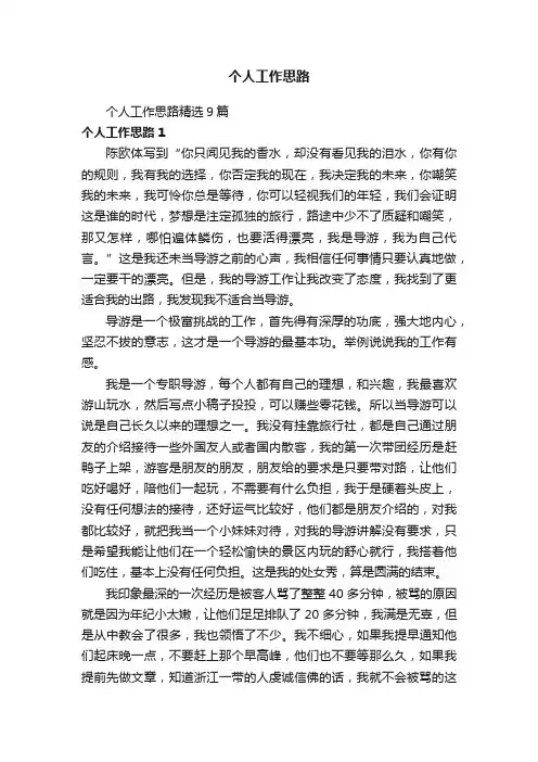 个人工作思路