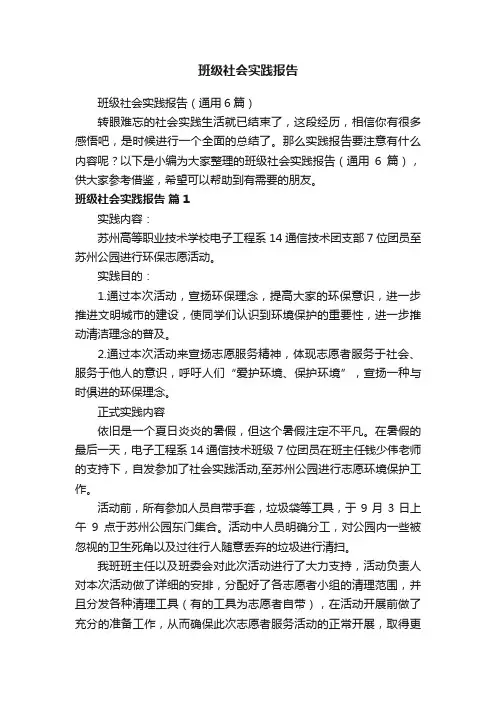 班级社会实践报告