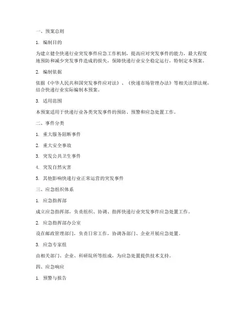 快递突发事件应急预案模板