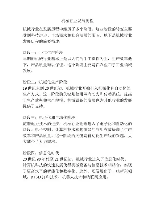 机械行业发展历程