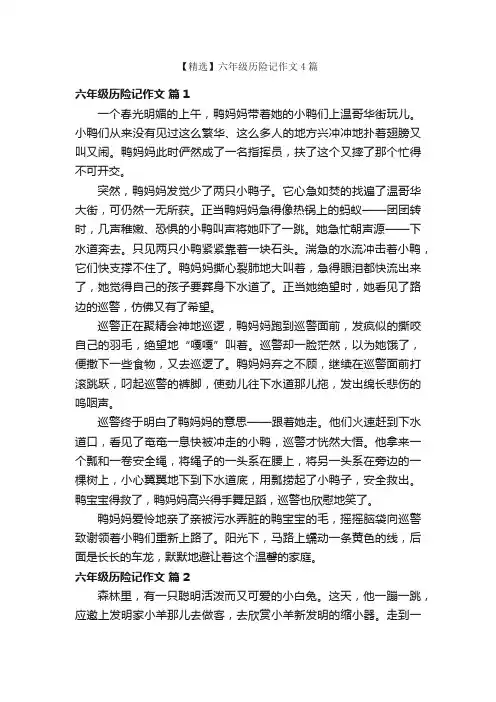 【精选】六年级历险记作文4篇