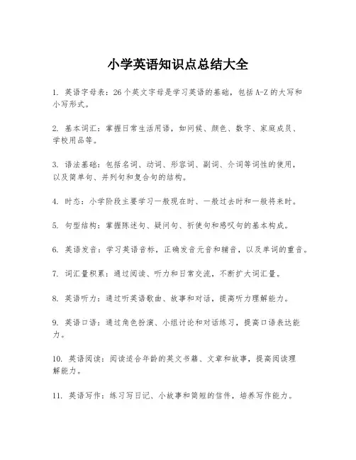 小学英语知识点总结大全