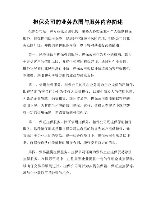 担保公司的业务范围与服务内容简述