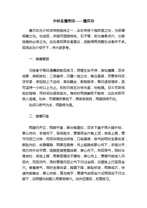 少林金鹰绝技——鹰爪功