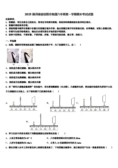 2025届河南省信阳市物理八年级第一学期期末考试试题含解析