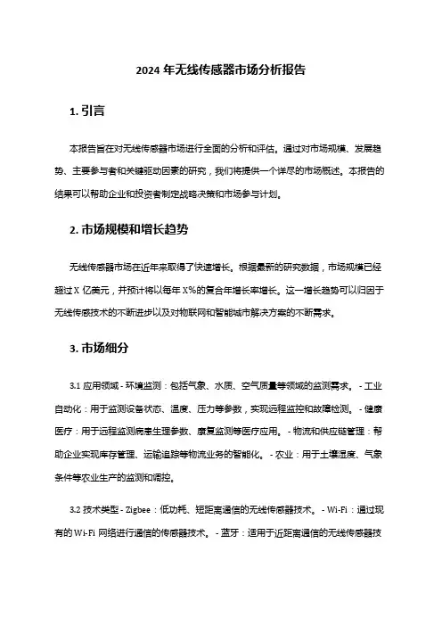 2024年无线传感器市场分析报告