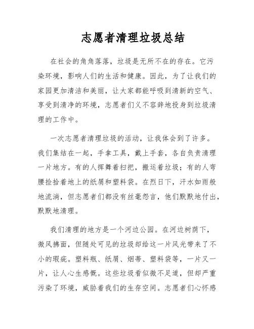 志愿者清理垃圾总结