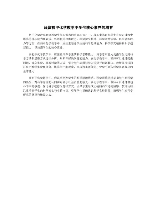 浅谈初中化学教学中学生核心素养的培育